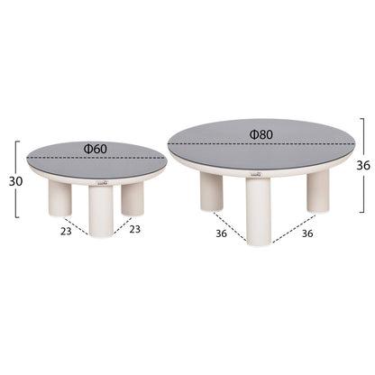 OUTDOOR LOUNGE SET 5PCS STREAM HM6426.02 ALUMINUM IN CREAM WHITE--BEIGE STRAP ROPE & OLEFIN FABRIC