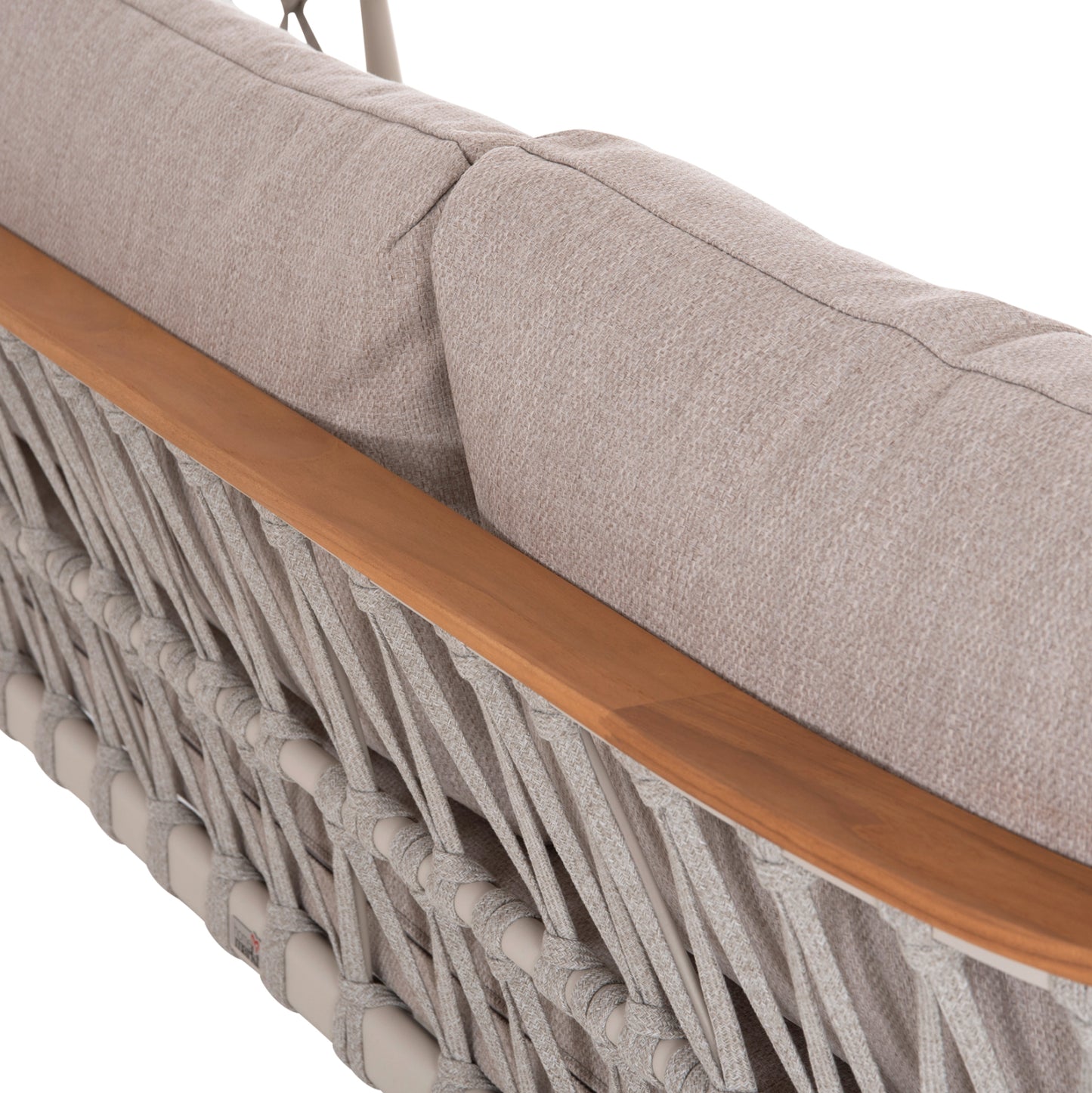 OUTDOOR LOUNGE SET 5PCS STREAM HM6426.02 ALUMINUM IN CREAM WHITE--BEIGE STRAP ROPE & OLEFIN FABRIC