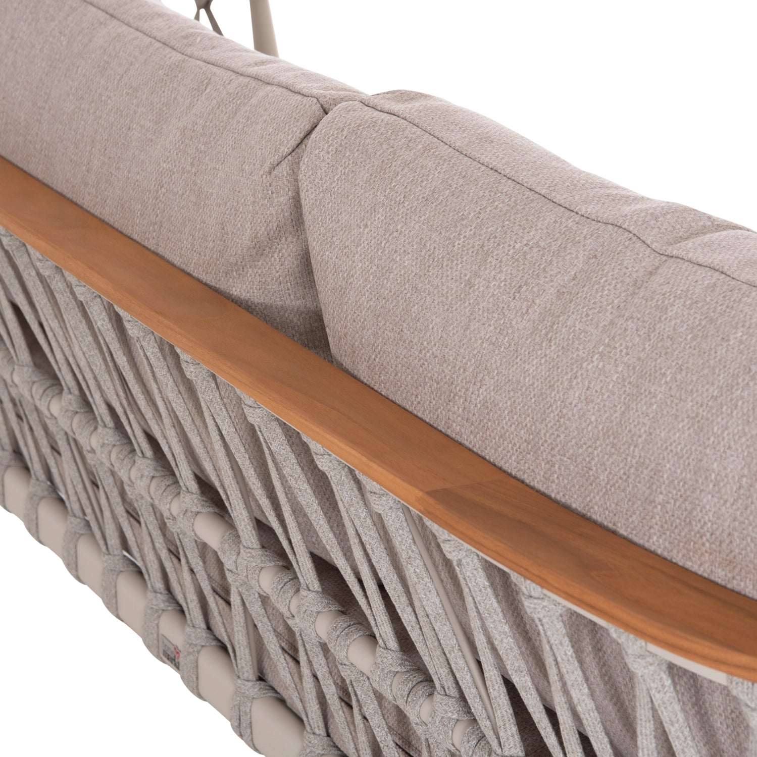 OUTDOOR LOUNGE SET 5PCS STREAM HM6426.02 ALUMINUM IN CREAM WHITE--BEIGE STRAP ROPE & OLEFIN FABRIC