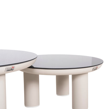 OUTDOOR LOUNGE SET 5PCS STREAM HM6426.02 ALUMINUM IN CREAM WHITE--BEIGE STRAP ROPE & OLEFIN FABRIC