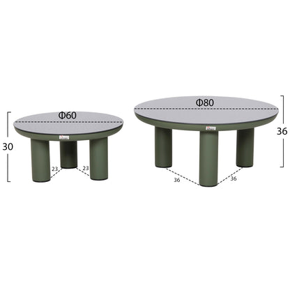 OUTDOOR LOUNGE SET 5PCS STREAM HM6426.07 ALUMINUM IN GREEN-DARK GREY STRAP ROPE & OLEFIN FABRIC