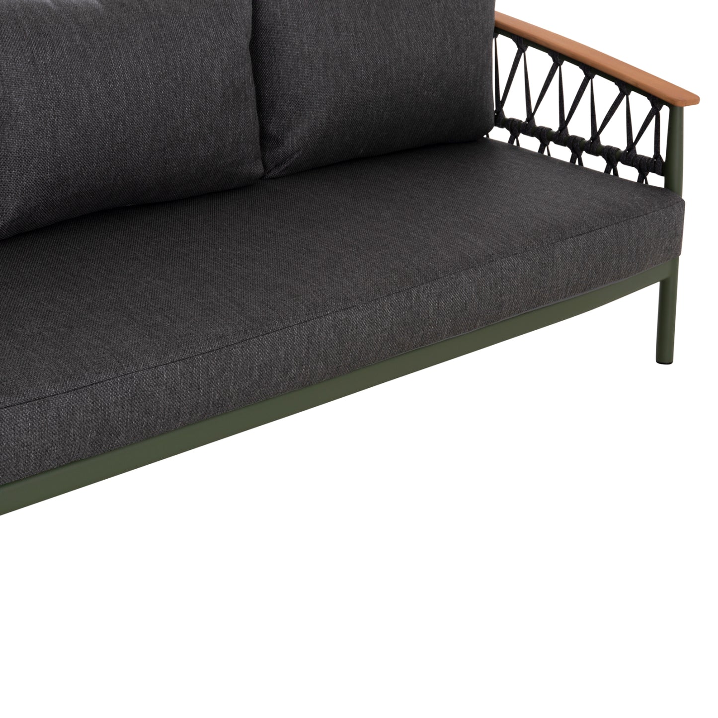 OUTDOOR LOUNGE SET 5PCS STREAM HM6426.07 ALUMINUM IN GREEN-DARK GREY STRAP ROPE & OLEFIN FABRIC