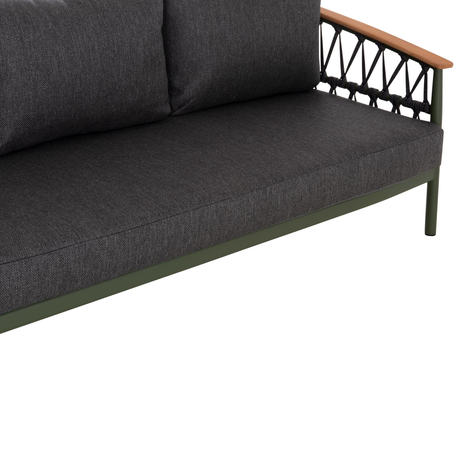 OUTDOOR LOUNGE SET 5PCS STREAM HM6426.07 ALUMINUM IN GREEN-DARK GREY STRAP ROPE & OLEFIN FABRIC