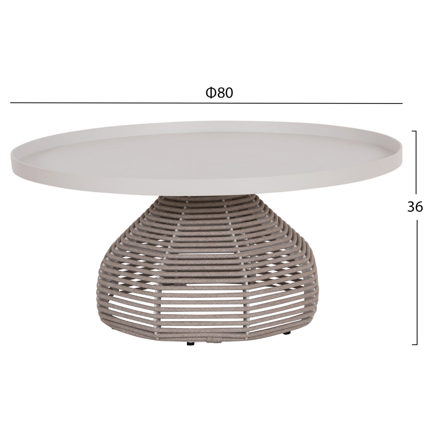 OUTDOOR LOUNGE SET 5PCS DRISCOLL HM6473.02 IVORY WHITE ALUMINUM--BEIGE ROPE & OLEFIN FABRIC