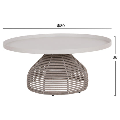 OUTDOOR LOUNGE SET 5PCS DRISCOLL HM6473.02 IVORY WHITE ALUMINUM--BEIGE ROPE & OLEFIN FABRIC
