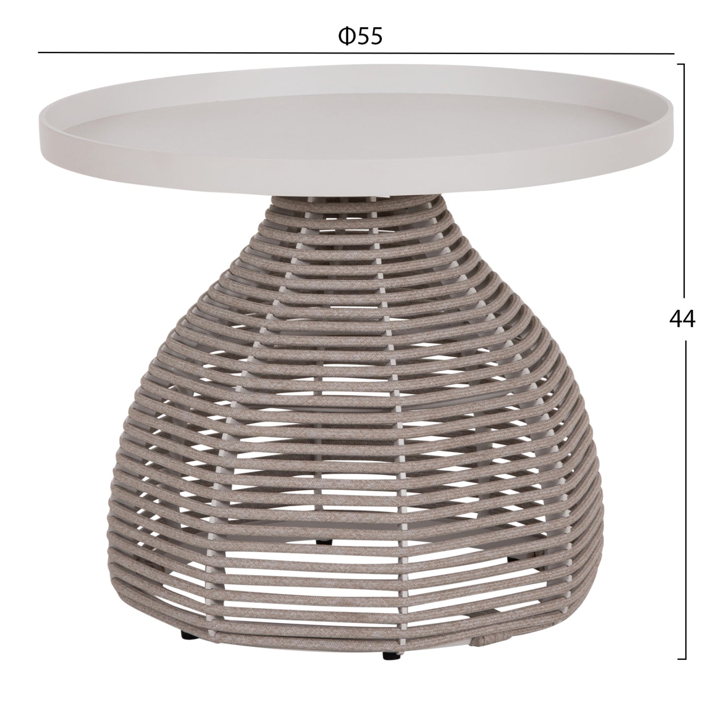 OUTDOOR LOUNGE SET 5PCS DRISCOLL HM6473.02 IVORY WHITE ALUMINUM--BEIGE ROPE & OLEFIN FABRIC