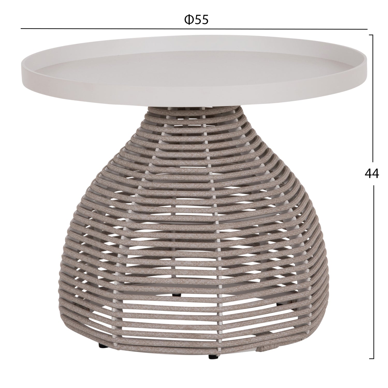 OUTDOOR LOUNGE SET 5PCS DRISCOLL HM6473.02 IVORY WHITE ALUMINUM--BEIGE ROPE & OLEFIN FABRIC