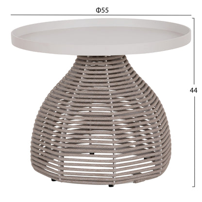 OUTDOOR LOUNGE SET 5PCS DRISCOLL HM6473.02 IVORY WHITE ALUMINUM--BEIGE ROPE & OLEFIN FABRIC