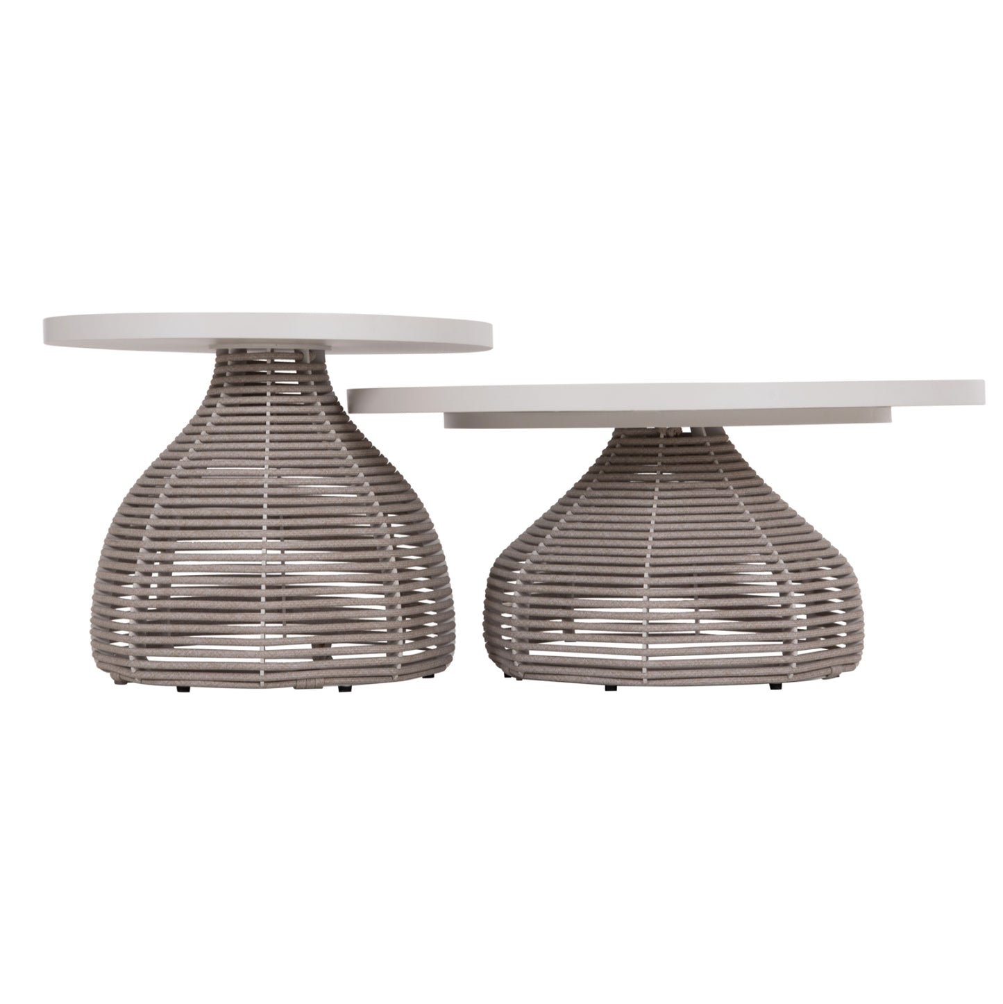 OUTDOOR LOUNGE SET 5PCS DRISCOLL HM6473.02 IVORY WHITE ALUMINUM--BEIGE ROPE & OLEFIN FABRIC