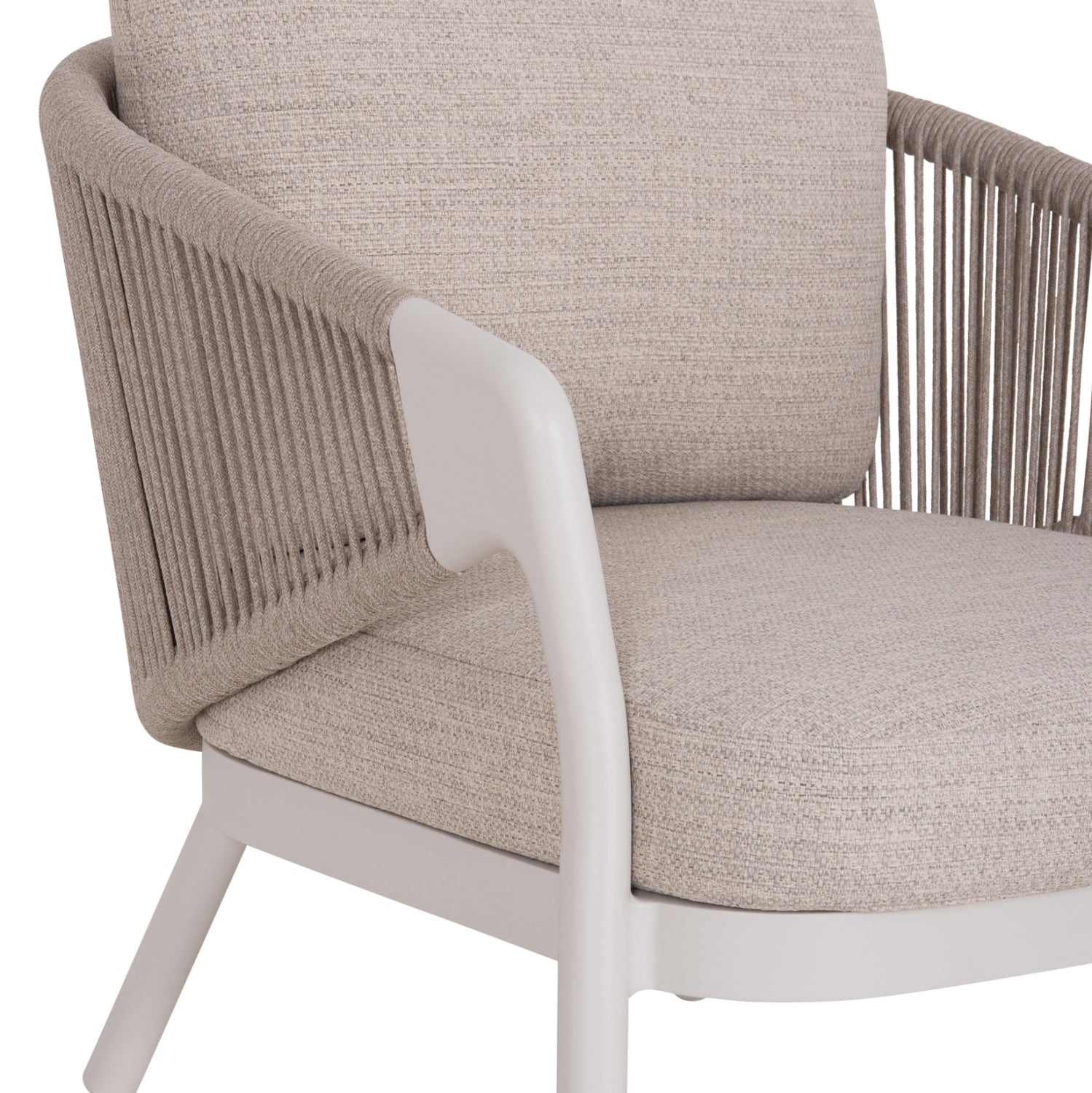 OUTDOOR LOUNGE SET 5PCS DRISCOLL HM6473.02 IVORY WHITE ALUMINUM--BEIGE ROPE & OLEFIN FABRIC
