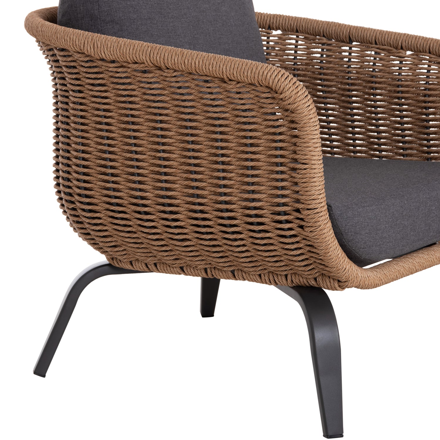 OUTDOOR LOUNGE SET 5PCS STERN HM6555.01 ALUMINUM & OLEFIN IN GREY--TWIST WICKER IN NATURAL