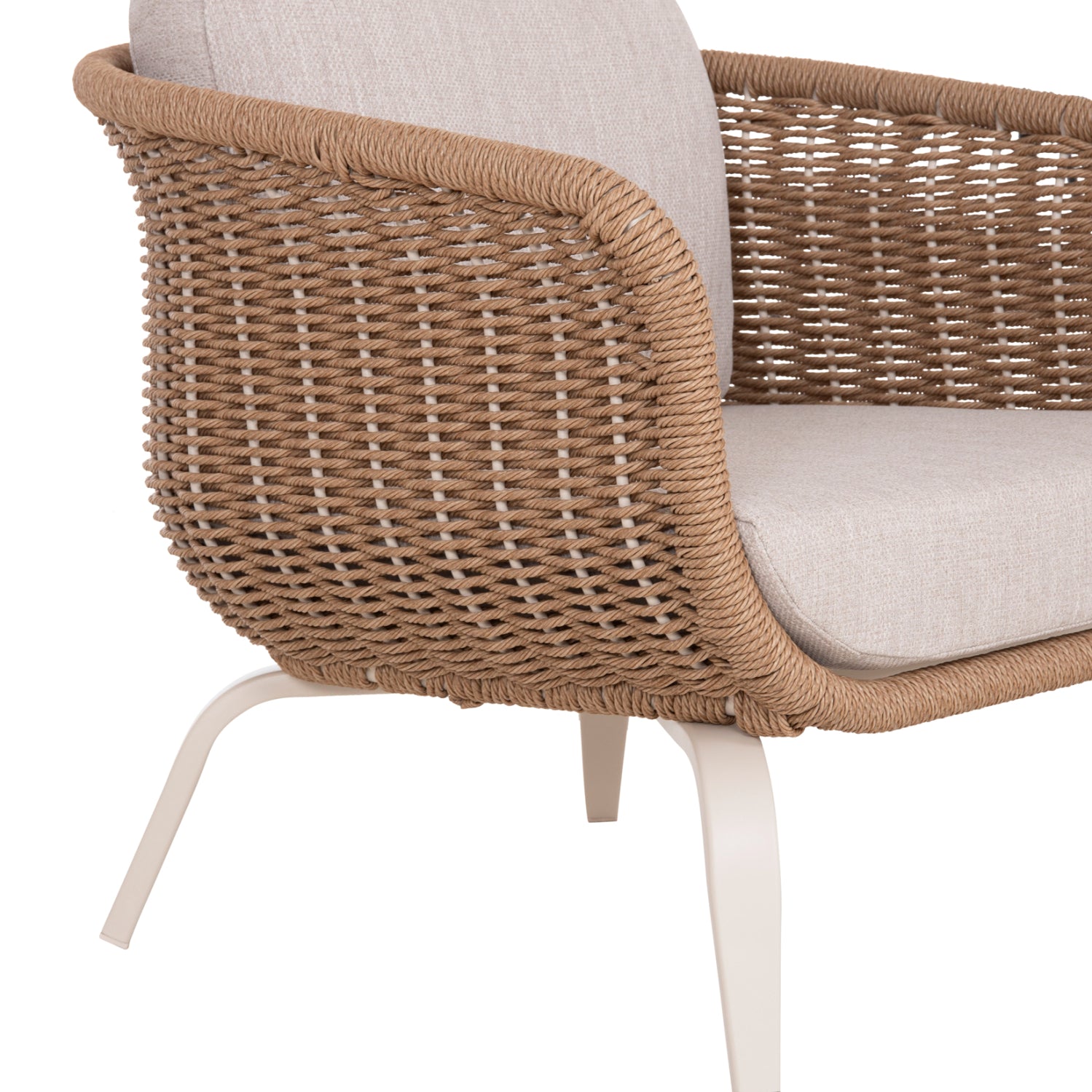 OUTDOOR LOUNGE SET 5PCS STERN HM6555.02 ALUMINUM & OLEFIN IN LIGHT BEIGE--TWIST WICKER IN NATURAL