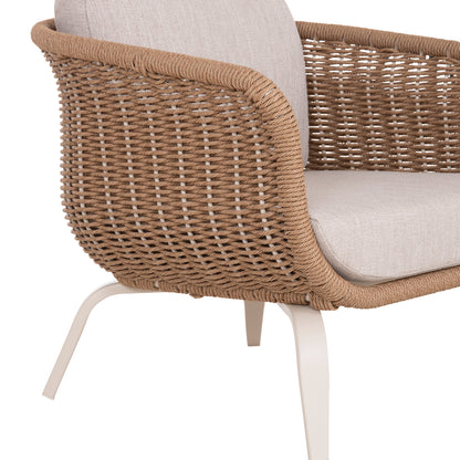 OUTDOOR LOUNGE SET 5PCS STERN HM6555.02 ALUMINUM & OLEFIN IN LIGHT BEIGE--TWIST WICKER IN NATURAL