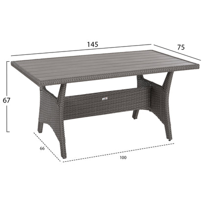 OUTDOOR LOUNGE SET CORNER SOFA&TABLE CARSON HM6078.01 GREY SYNTHETIC RATTAN-CUSHIONS-PS WOOD