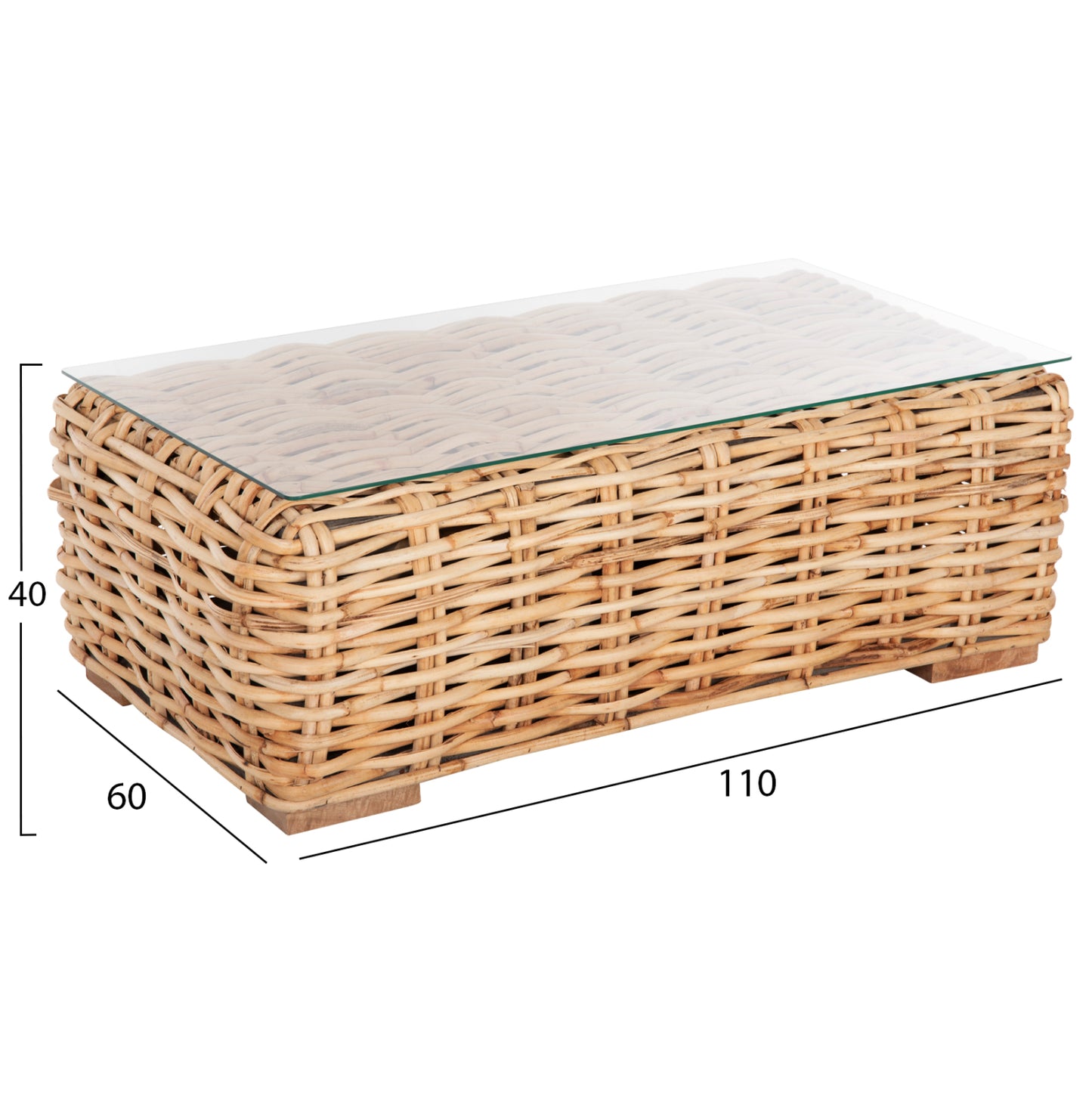 OUTDOOR LOUNGE SET 4PCS TROPEL HM11940 NATURAL RATTAN-2SEATER SOFA-2 ARMCHAIRS-COFFEE TABLE