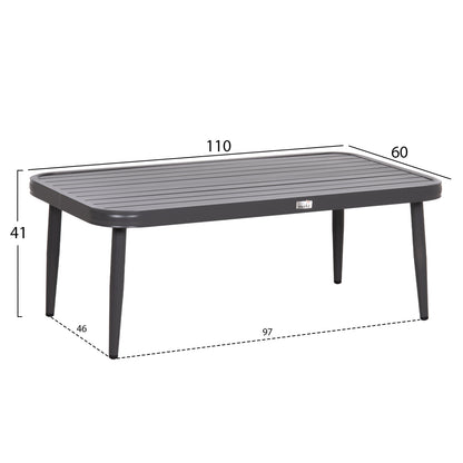 OUTDOOR LOUNGE SET 4-SEAT WILLA HM6505.01 ALUMINUM-ROPE-CUSHIONS IN GREY
