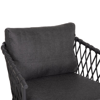 OUTDOOR LOUNGE SET 4-SEAT WILLA HM6505.01 ALUMINUM-ROPE-CUSHIONS IN GREY