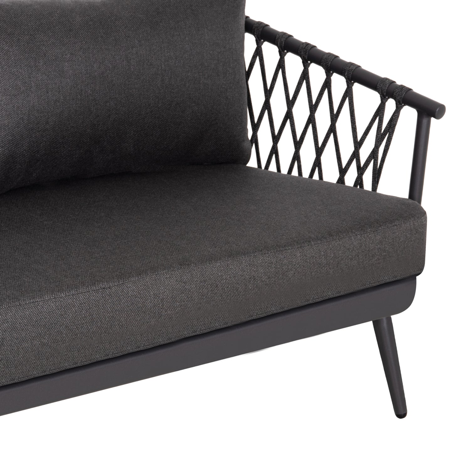 OUTDOOR LOUNGE SET 4-SEAT WILLA HM6505.01 ALUMINUM-ROPE-CUSHIONS IN GREY