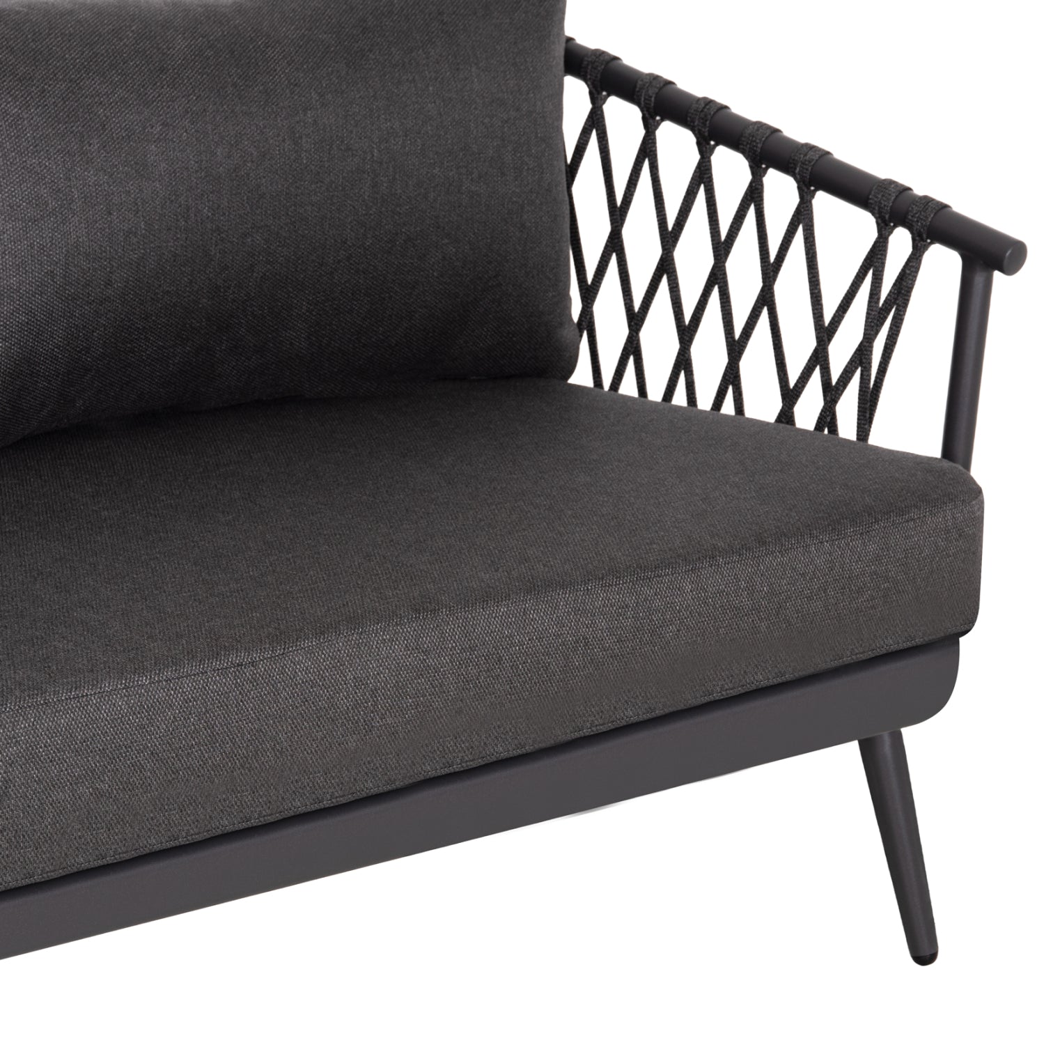 OUTDOOR LOUNGE SET 4-SEAT WILLA HM6505.01 ALUMINUM-ROPE-CUSHIONS IN GREY