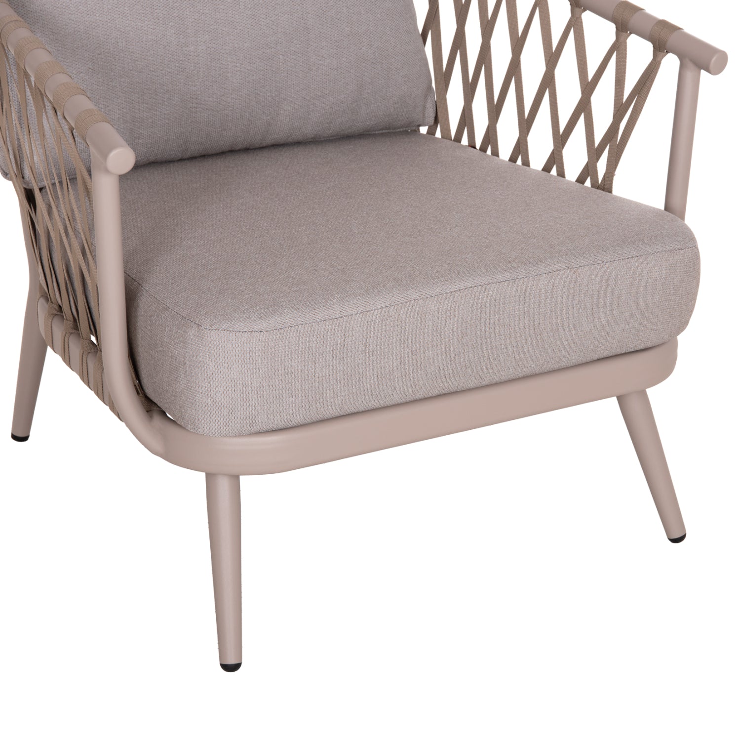 OUTDOOR LOUNGE SET 4-SEAT WILLA HM6505.02 ALUMINUM-ROPE IN BEIGE--CUSHIONS IN GREY