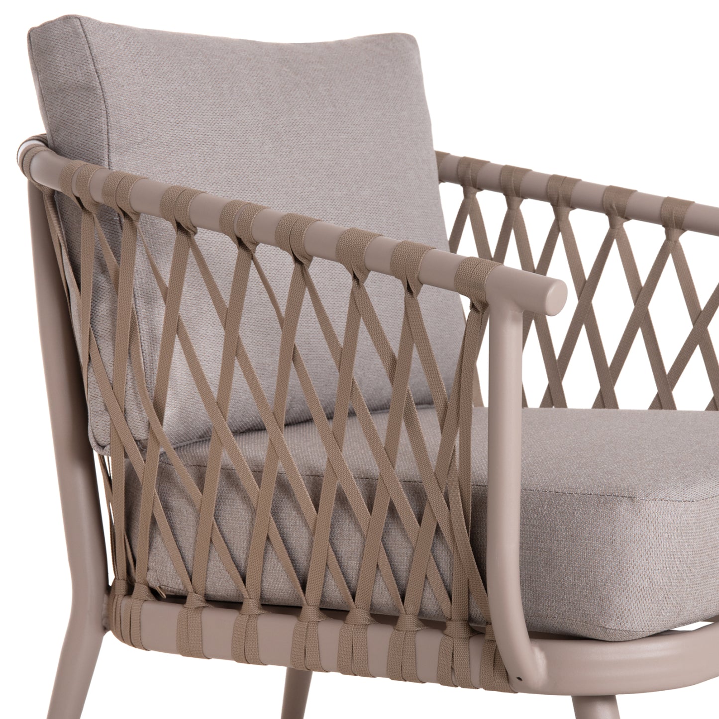OUTDOOR LOUNGE SET 4-SEAT WILLA HM6505.02 ALUMINUM-ROPE IN BEIGE--CUSHIONS IN GREY