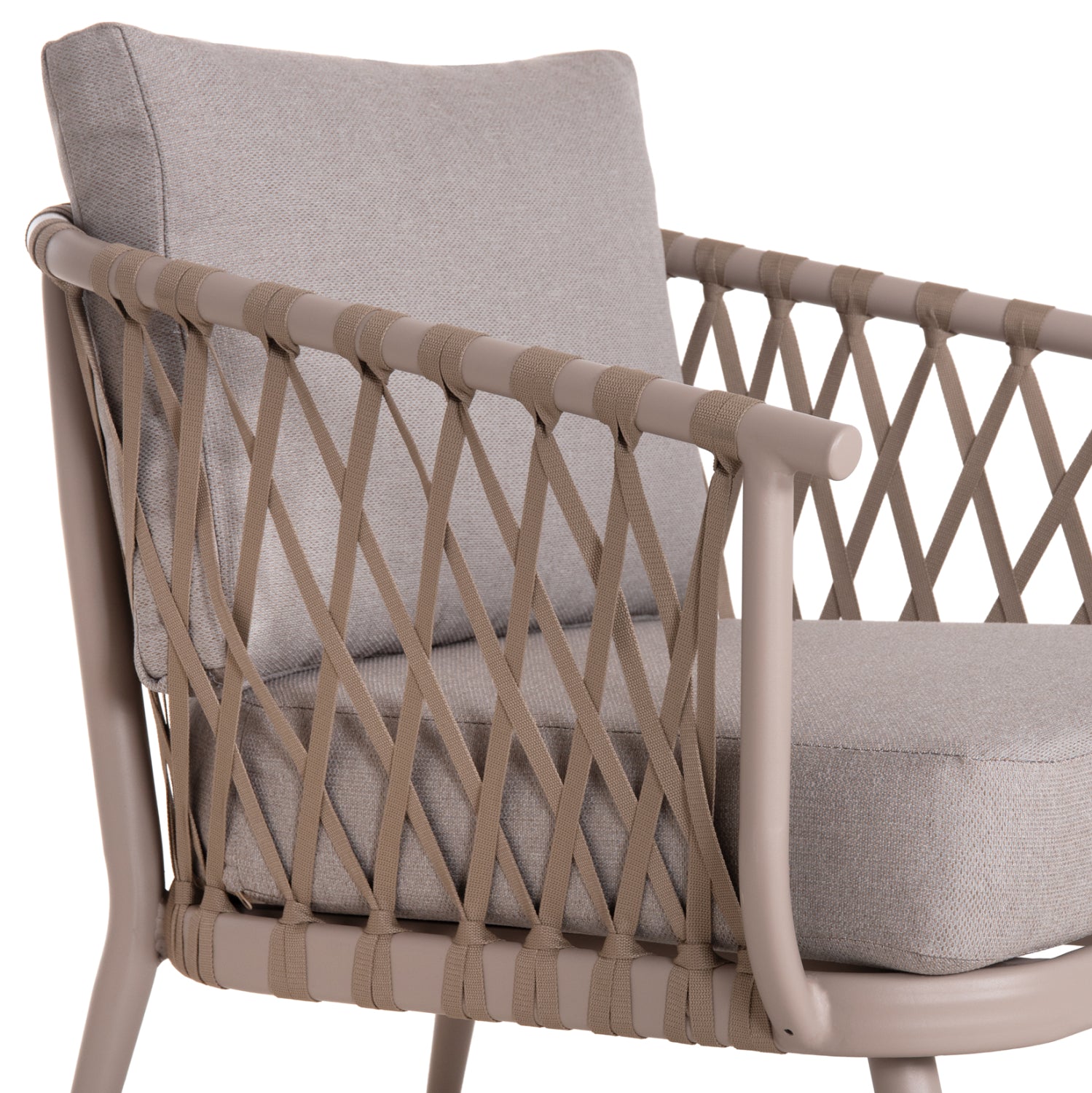 OUTDOOR LOUNGE SET 4-SEAT WILLA HM6505.02 ALUMINUM-ROPE IN BEIGE--CUSHIONS IN GREY
