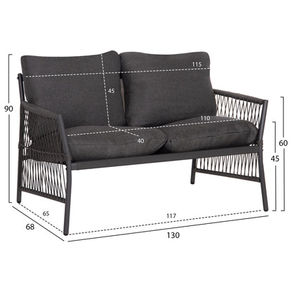 OUTDOOR LOUNGE SET 4-SEAT DEANDRA HM6507.01 METAL & CUSHIONS IN GREY