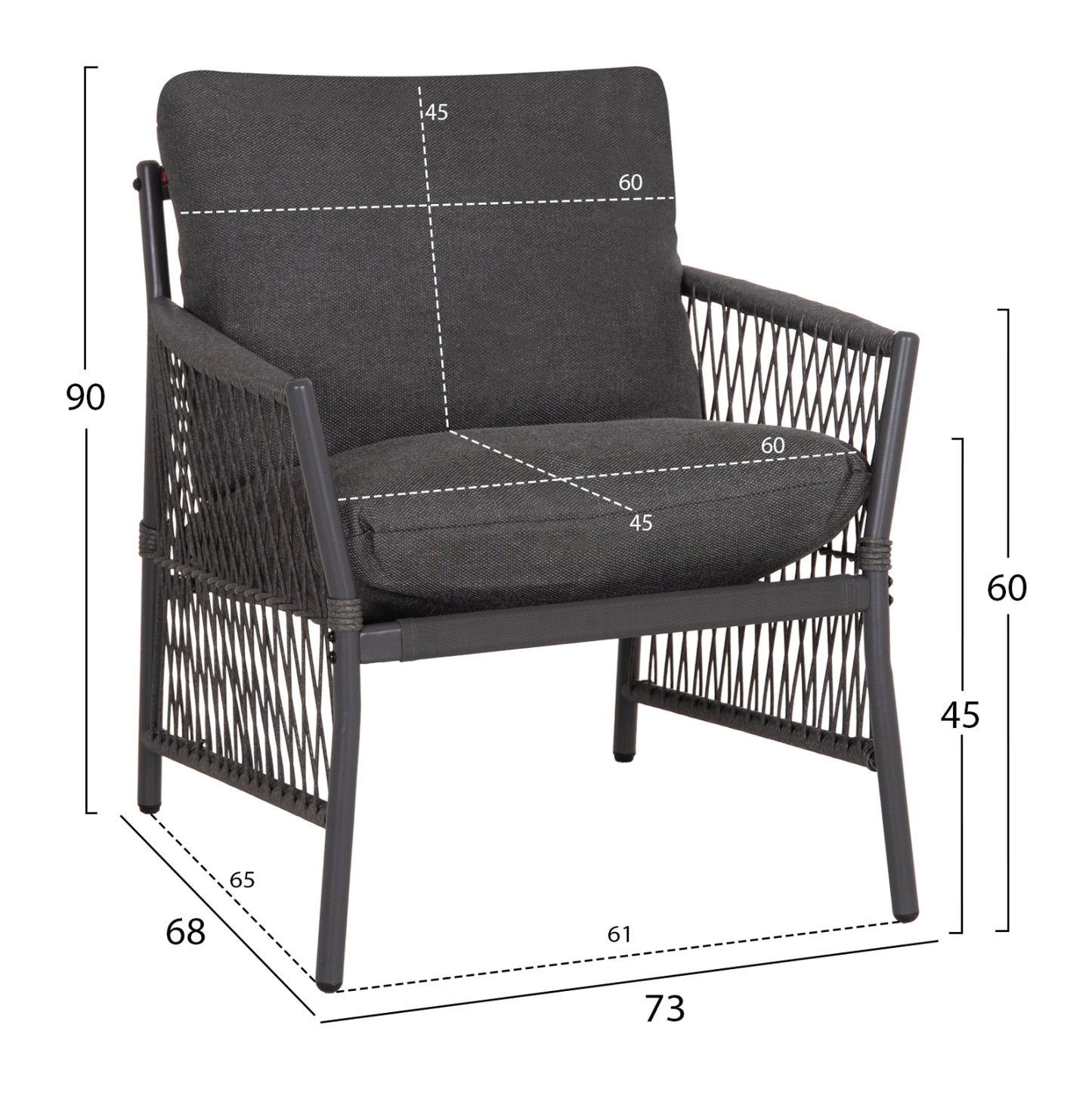 OUTDOOR LOUNGE SET 4-SEAT DEANDRA HM6507.01 METAL & CUSHIONS IN GREY