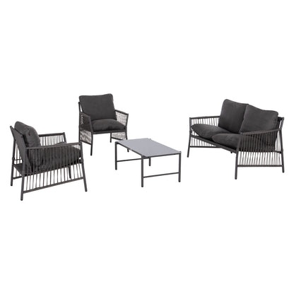 OUTDOOR LOUNGE SET 4-SEAT DEANDRA HM6507.01 METAL & CUSHIONS IN GREY