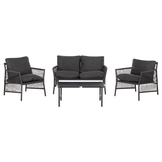 OUTDOOR LOUNGE SET 4-SEAT DEANDRA HM6507.01 METAL & CUSHIONS IN GREY