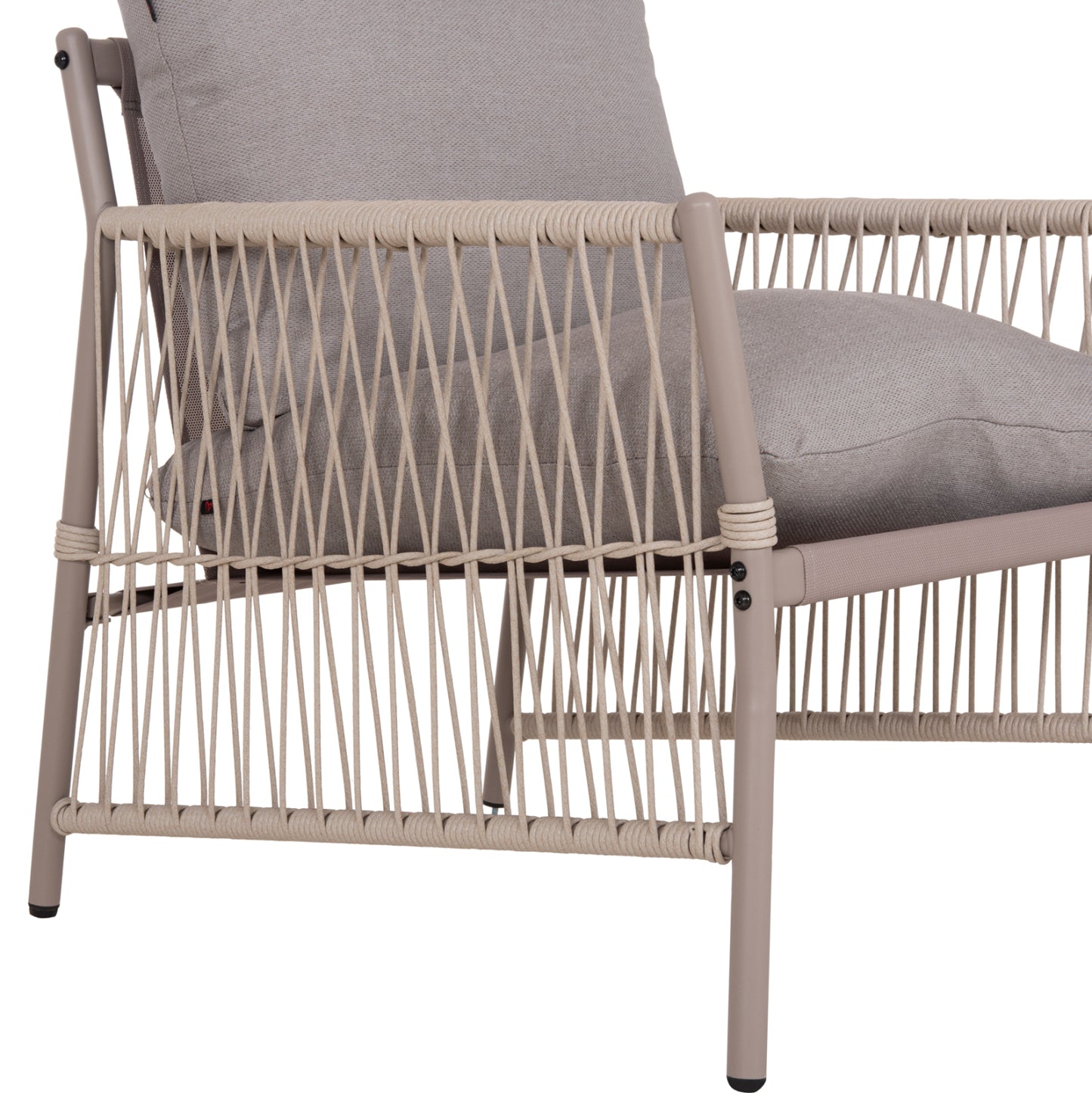 OUTDOOR LOUNGE SET 4-SEAT DEANDRA HM6507.02 CHAMPAGNE COLOR METAL--GREY CUSHIONS
