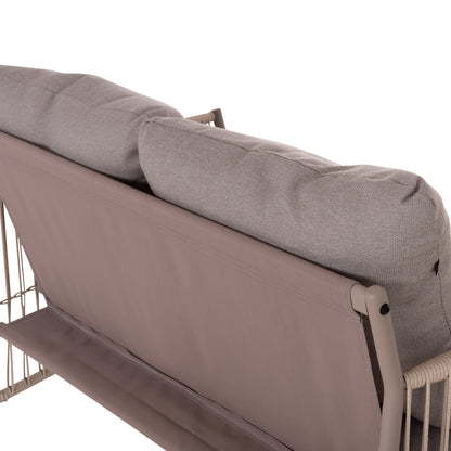 OUTDOOR LOUNGE SET 4-SEAT DEANDRA HM6507.02 CHAMPAGNE COLOR METAL--GREY CUSHIONS