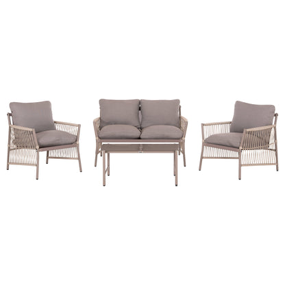 OUTDOOR LOUNGE SET 4-SEAT DEANDRA HM6507.02 CHAMPAGNE COLOR METAL--GREY CUSHIONS
