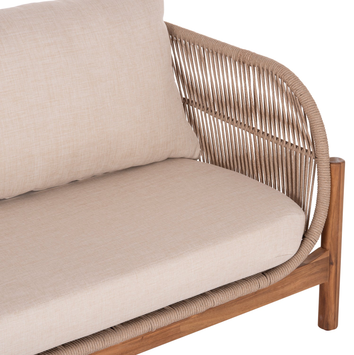 OUTDOOR LOUNGE SET 4PCS SANJI HM21213 ACACIA WOOD-ALUMINUM FRAME-ROPE
