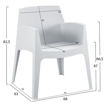 LOUNGE SET 4PCS SLEEK HM21268.01 WHITE POLYPROPYLENE