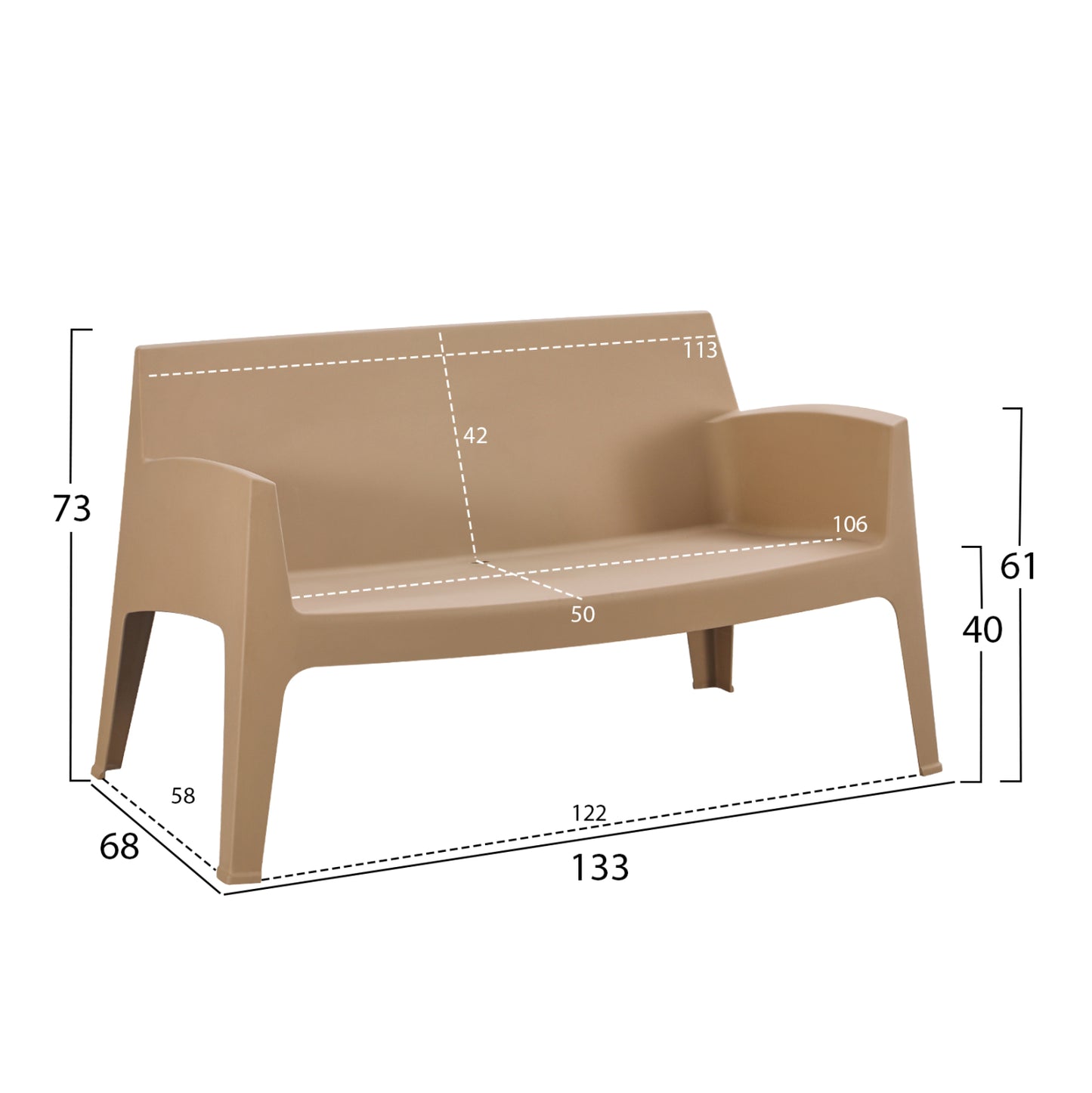 LOUNGE SET 4PCS SLEEK HM21268.03 CAPPUCCINO POLYPROPYLENE