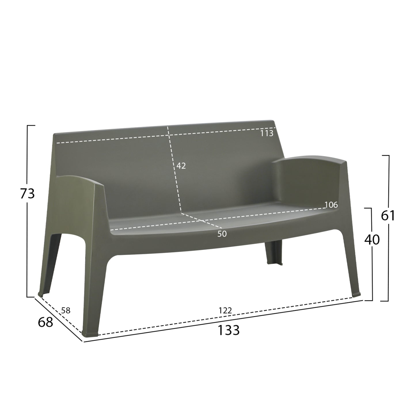 LOUNGE SET 4PCS SLEEK HM21268.05 DARK OLIVE GREEN POLYPROPYLENE