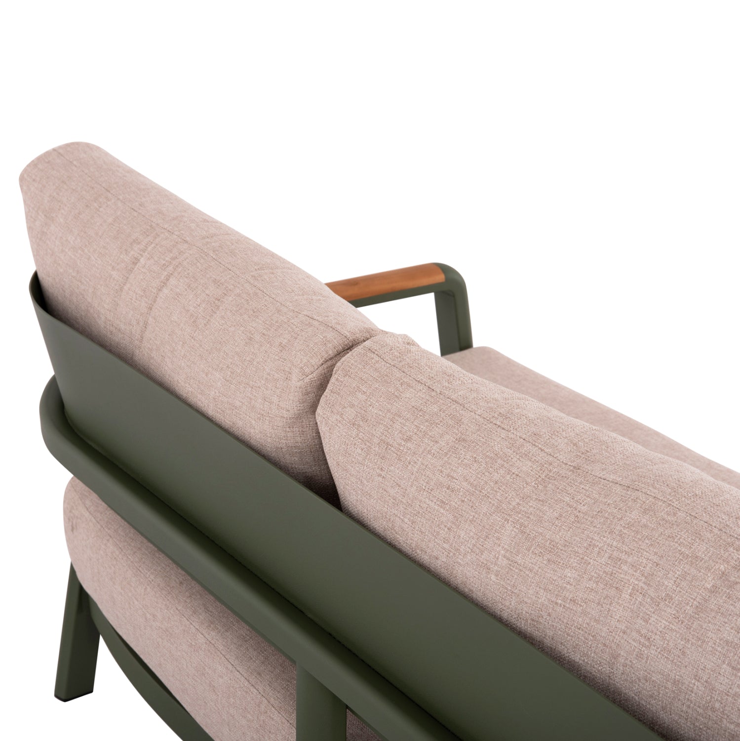 OUTDOOR LOUNGE SET 4PCS ELARA HM6195.06 GREEN ALUMINUM-BEIGE OLEFIN-TEAK WOOD