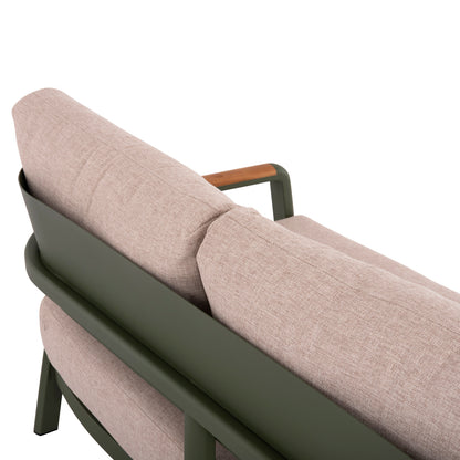 OUTDOOR LOUNGE SET 4PCS ELARA HM6195.06 GREEN ALUMINUM-BEIGE OLEFIN-TEAK WOOD