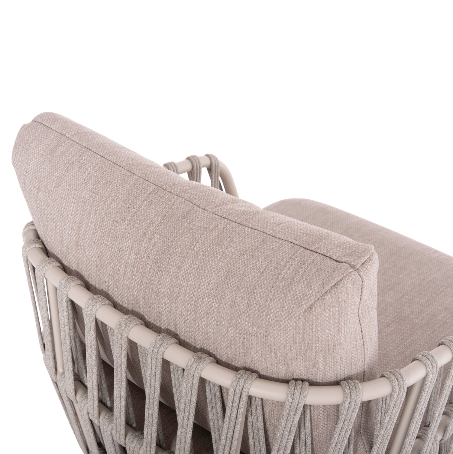 OUTDOOR LOUNGE SET 4PCS SABO HM6208.02 CREAM WHITE ALUMINUM-BEIGE P.E.ROPE & OLEFIN FABRIC-TEAK WOOD IN NATURAL