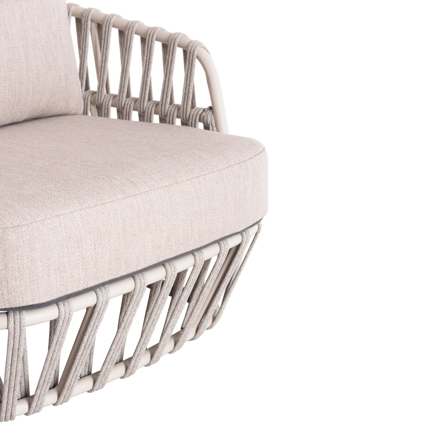 OUTDOOR LOUNGE SET 4PCS SABO HM6208.02 CREAM WHITE ALUMINUM-BEIGE P.E.ROPE & OLEFIN FABRIC-TEAK WOOD IN NATURAL
