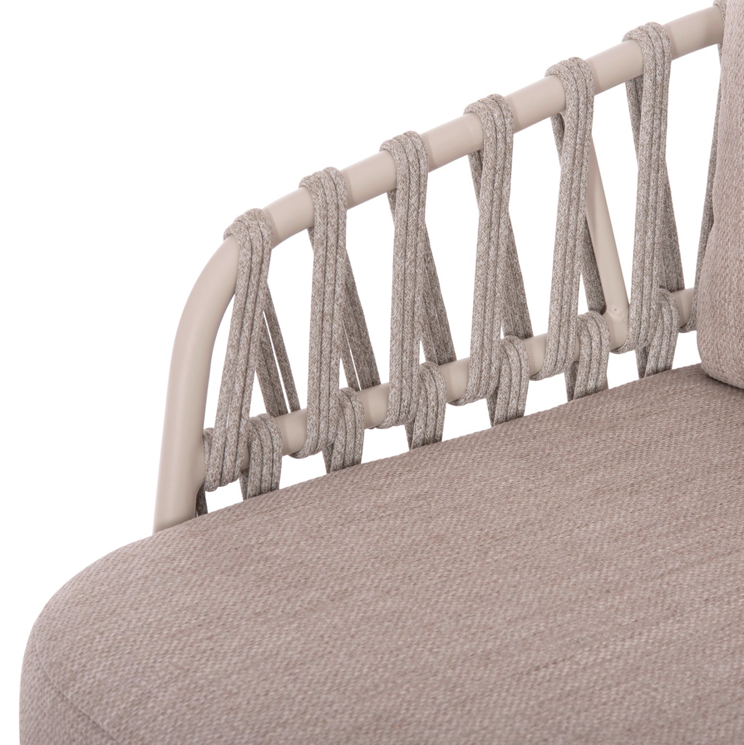 OUTDOOR LOUNGE SET 4PCS SABO HM6208.02 CREAM WHITE ALUMINUM-BEIGE P.E.ROPE & OLEFIN FABRIC-TEAK WOOD IN NATURAL