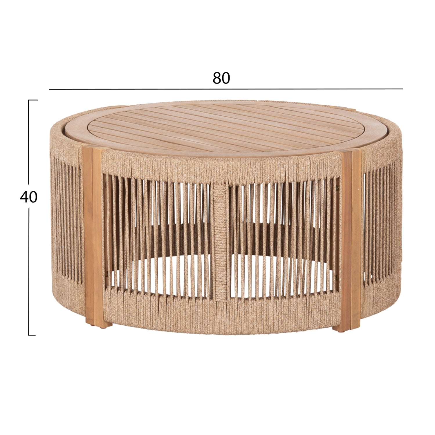 OUTDOOR LOUNGE SET 4PCS SOLACE HM6261 ACACIA WOOD--ROPE--ECRU FABRIC