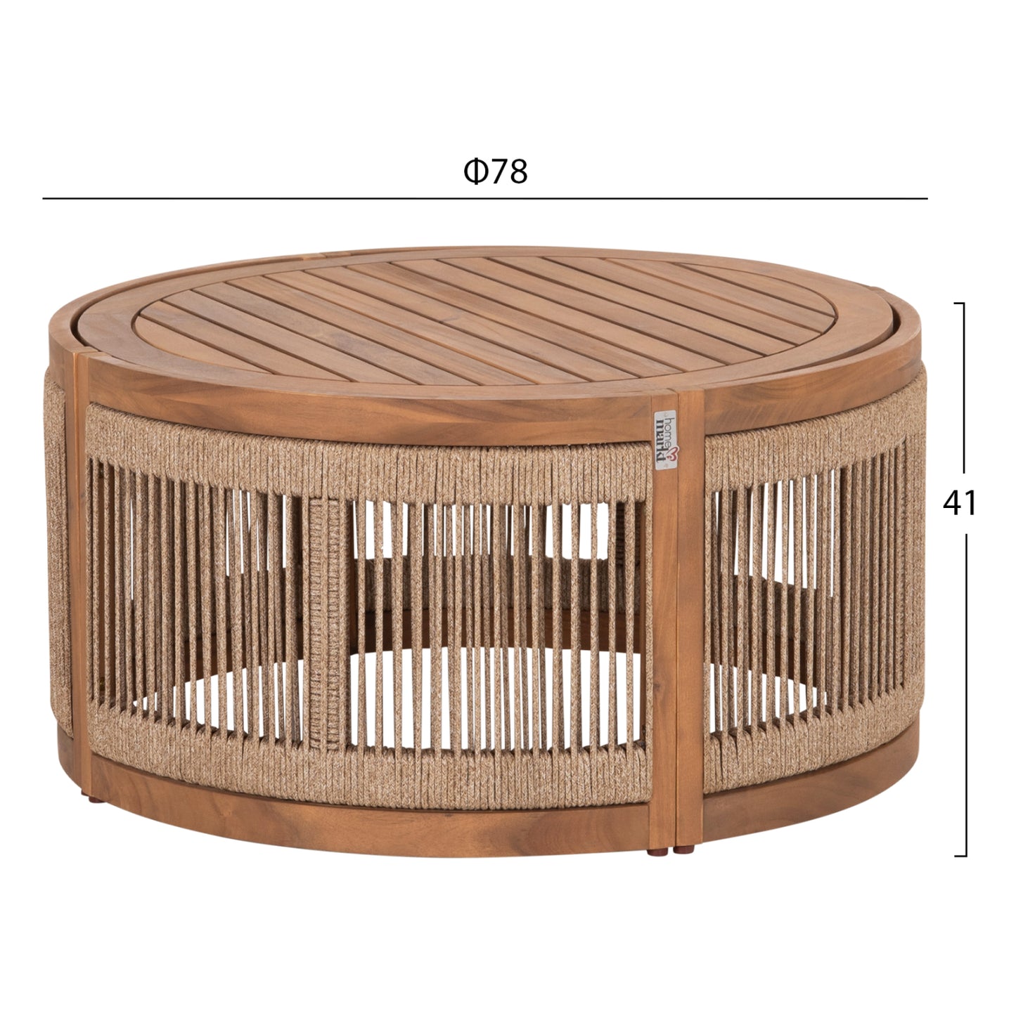 OUTDOOR LOUNGE SET 4PCS ODYSSEY HM6264 ACACIA WOOD-ROPE-BEIGE FABRIC