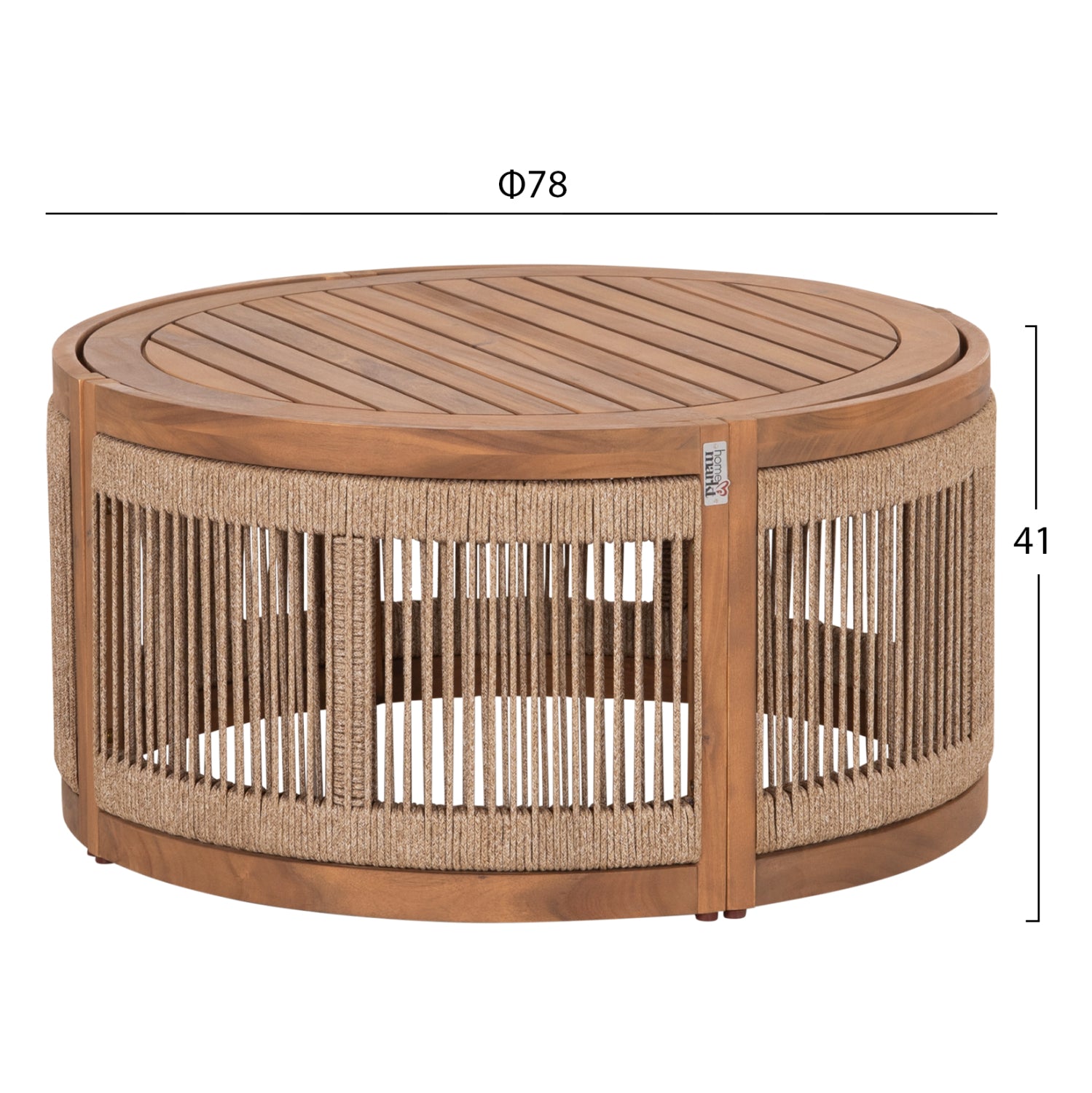 OUTDOOR LOUNGE SET 4PCS ODYSSEY HM6264 ACACIA WOOD-ROPE-BEIGE FABRIC