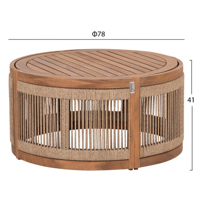 OUTDOOR LOUNGE SET 4PCS ODYSSEY HM6264 ACACIA WOOD-ROPE-BEIGE FABRIC