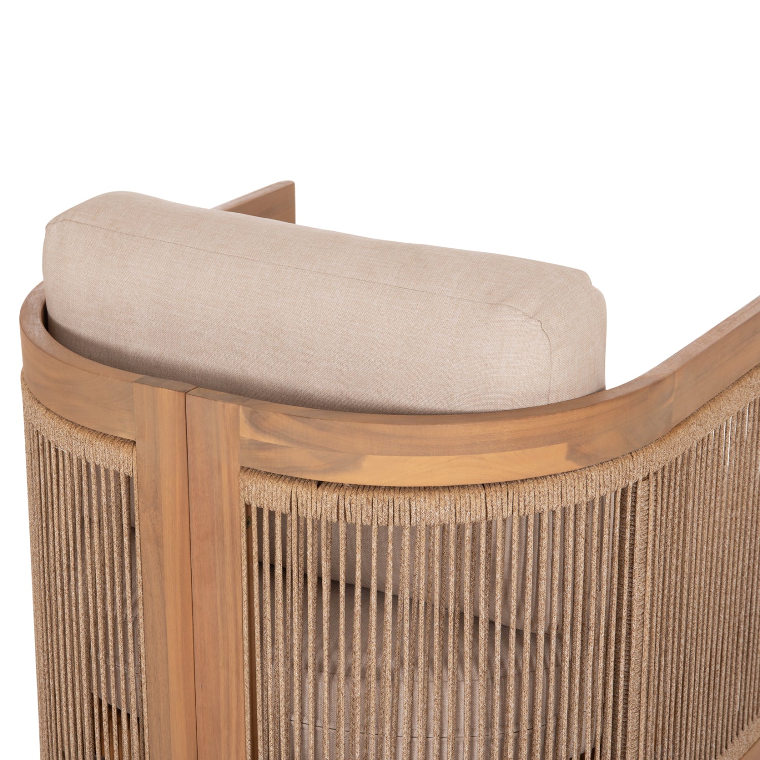 OUTDOOR LOUNGE SET 4PCS ODYSSEY HM6264 ACACIA WOOD-ROPE-BEIGE FABRIC