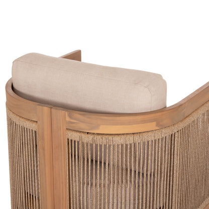 OUTDOOR LOUNGE SET 4PCS ODYSSEY HM6264 ACACIA WOOD-ROPE-BEIGE FABRIC