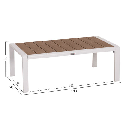 OUTDOOR LOUNGE SET 4PCS SAFIN HM6278.01 ALUMINUM IN WHITE--POLYWOOD--OLEFIN FABRIC IN BEIGE