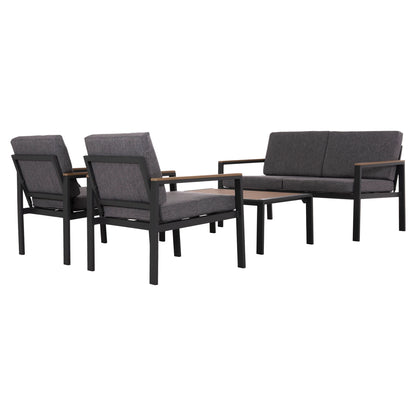 OUTDOOR LOUNGE SET 4PCS SAFIN HM6278.03 ALUMINUM & OLEFIN FABRIC IN DARK GREY--POLYWOOD